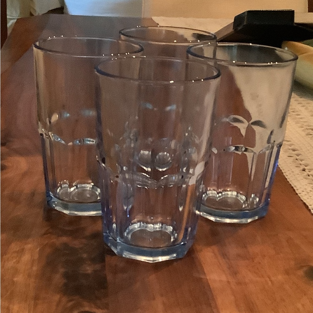 Set of 4 Blue Libbey Crisa 16 oz Glasses - Picture 2 of 6